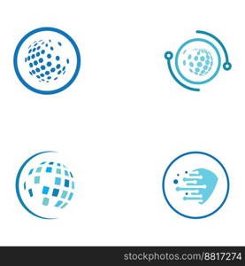 Logo of modern digital tech world, global or tech planet, and digital tech protection. Logo with vector concept.