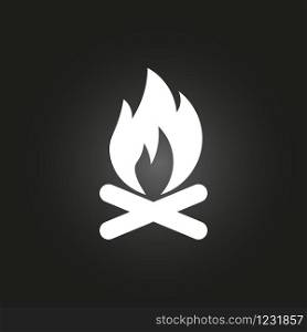 Logo of the bonfire in a monochrome style. White fire with gray light