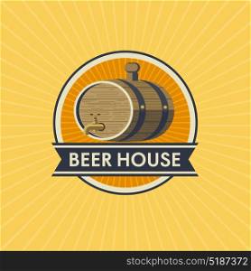 Logo of the brewery, Beer house. Beer barrel. Vector arms.