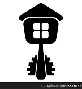 Logo of the builder, house key isolated on white background. Vector illustration.