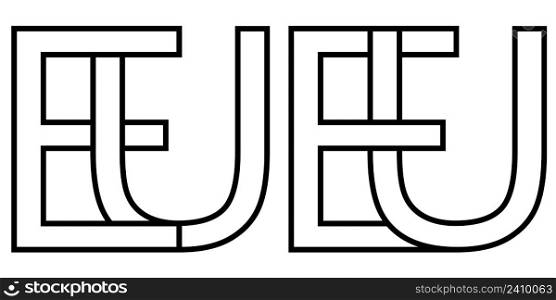 Logo of the European Union EU, vector capital letters E U sign of the European Union, national domain EU