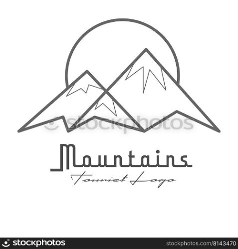  logo of the mountains. Flat contour illustration for logos, emblems and stickers