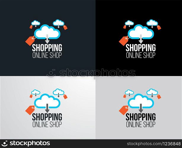 Logo online shopping set on cloud design icon for business template vector illustrator.