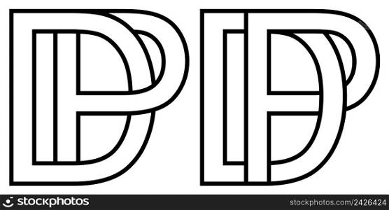 Logo pd and dp icon sign two interlaced letters P D, vector logo pd dp first capital letters pattern alphabet p d