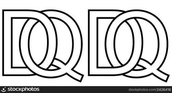 Logo qd and dq icon sign two interlaced letters Q D, vector logo qd dq first capital letters pattern alphabet q d