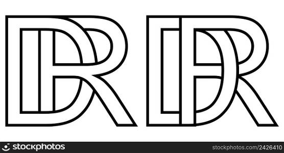 Logo rd and dr icon sign two interlaced letters R D, vector logo rd dr first capital letters pattern alphabet r d