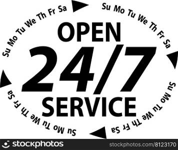 Logo service 24 hours 7 days week, service  open shop