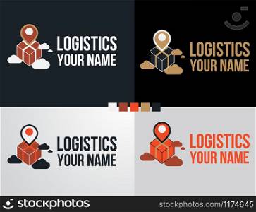 Logo set logistic and delivery icon symbol fast moving box concept on cloud design.Shipping and express service template.