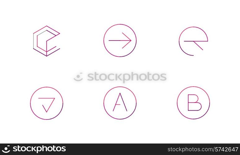 Logo set thin line clean style - business icons, branding emblems
