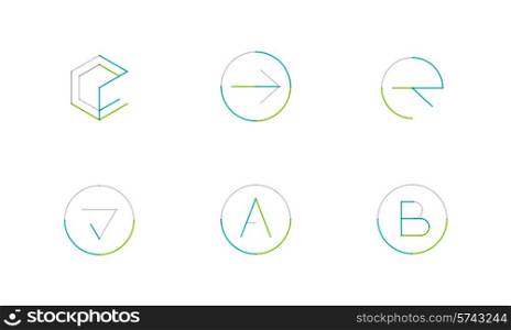 Logo set thin line clean style - business icons, branding emblems