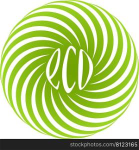 Logo shop natural eco food products, spiral green circle caligraphic