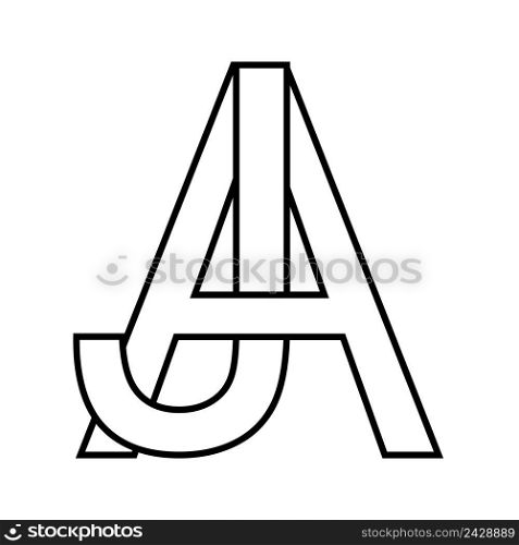Logo sign aj icon sign two interlaced letters A, J vector logo aj first capital letters pattern alphabet a, j