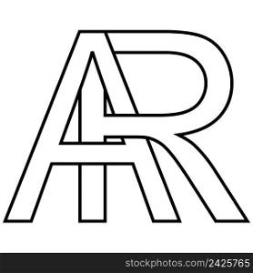 Logo sign ar, ra icon sign two interlaced letters A,R vector logo ar, ra first capital letters pattern alphabet a, r