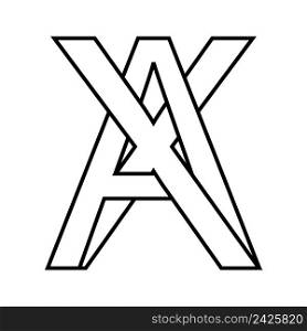 Logo sign ax, xa icon sign two interlaced letters A, X vector logo ax, xa first capital letters pattern alphabet a, x