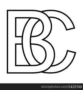 Logo sign bc, cb icon sign two interlaced letters B, C vector logo bc, cb first capital letters pattern alphabet b, c
