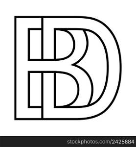 Logo sign bd, db icon sign two interlaced letters B and D vector logo bd, db first capital letters pattern alphabet b, d