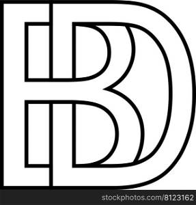 Logo sign bd, db icon sign two interlaced letters B D