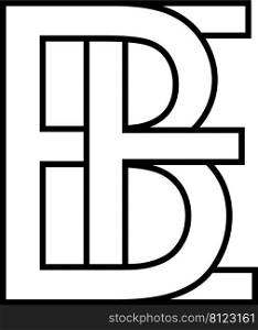 Logo sign be, eb icon sign two interlaced letters b, e