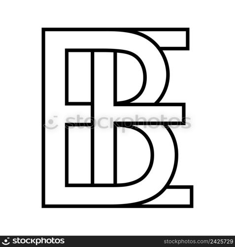 Logo sign be, eb icon sign two interlaced letters b, e vector logo be, eb first capital letters pattern alphabet b, e