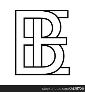 Logo sign be, eb icon sign two interlaced letters b, e vector logo be, eb first capital letters pattern alphabet b, e