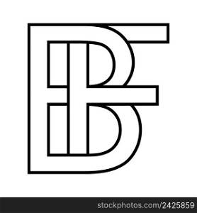 Logo sign bf, fb icon sign two interlaced letters b, f vector logo bf, fb first capital letters pattern alphabet b, f