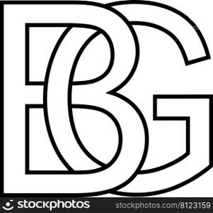 Logo sign bg, gb icon sign two interlaced letters b, g