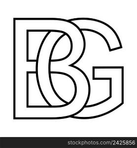 Logo sign bg, gb icon sign two interlaced letters b, g vector logo bg, gb first capital letters pattern alphabet b, g