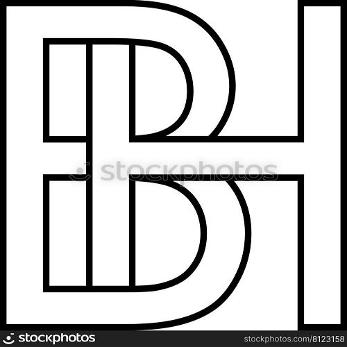 Logo sign bh, gh icon sign two interlaced letters b, h