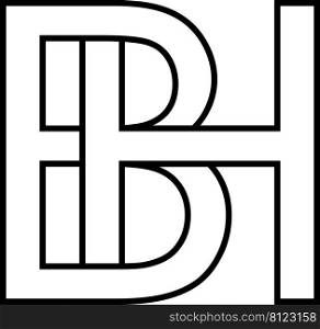 Logo sign bh, gh icon sign two interlaced letters b, h