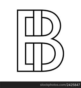 Logo sign bi, ib icon sign two interlaced letters b, i vector logo bi, ib first capital letters pattern alphabet b, i
