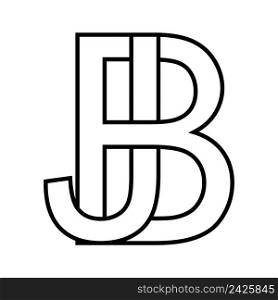 Logo sign bj, jb icon sign two interlaced letters b, j vector logo bj, jb first capital letters pattern alphabet b, j