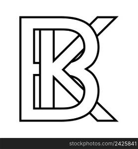 Logo sign bk, kb icon sign two interlaced letters b, k vector logo bk, kb first capital letters pattern alphabet b, k