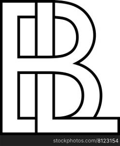 Logo sign bl, lb icon sign two interlaced letters b, l