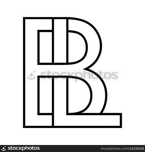 Logo sign bl, lb icon sign two interlaced letters b, l vector logo bl, lb first capital letters pattern alphabet b, l