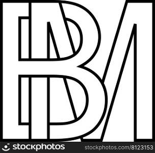 Logo sign bm, mb icon sign two interlaced letters b, m