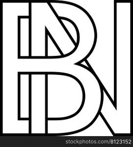 Logo sign bn, nb icon sign two interlaced letters b, n