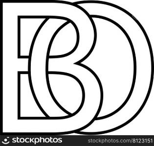 Logo sign bo, ob icon sign two interlaced letters b, o
