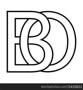 Logo sign bo, ob icon sign two interlaced letters b, o vector logo bo, ob first capital letters pattern alphabet b, o