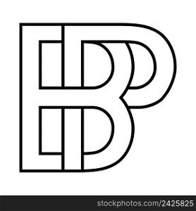 Logo sign bp, pb icon sign two interlaced letters B and p vector logo bp, pb first capital letters pattern alphabet b, p