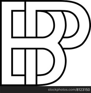 Logo sign bp, pb icon sign two interlaced letters B  p