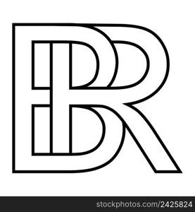 Logo sign br, rb icon sign two interlaced letters B and R vector logo br, rb first capital letters pattern alphabet b, r