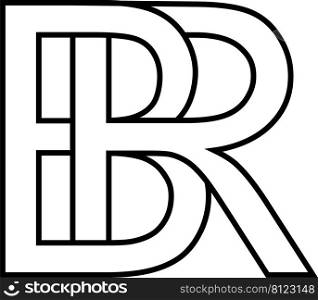 Logo sign br, rb icon sign two interlaced letters B R
