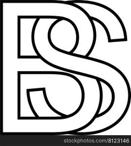 Logo sign bs, sb icon sign two interlaced letters b, s