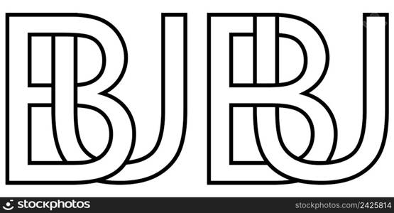 Logo sign bu, ub icon sign two interlaced letters b, u vector logo bu, ub first capital letters pattern alphabet b, u