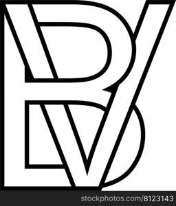 Logo sign bv, vb icon sign two interlaced letters b, v