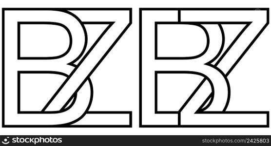 Logo sign bz, zb icon sign two interlaced letters b, z vector logo bz, zb first capital letters pattern alphabet b, z