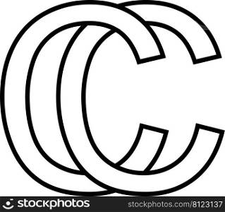Logo sign cc icon sign two interlaced letters  C