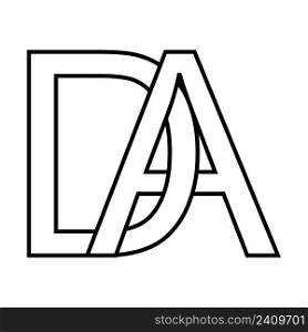 Logo sign da ad icon sign interlaced letters d a