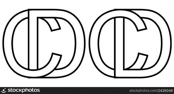 Logo sign dc, cd icon sign two interlaced letters D, C vector logo dc, cd first capital letters pattern alphabet d, c