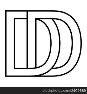 Logo sign dd icon, sign interlaced, letters d